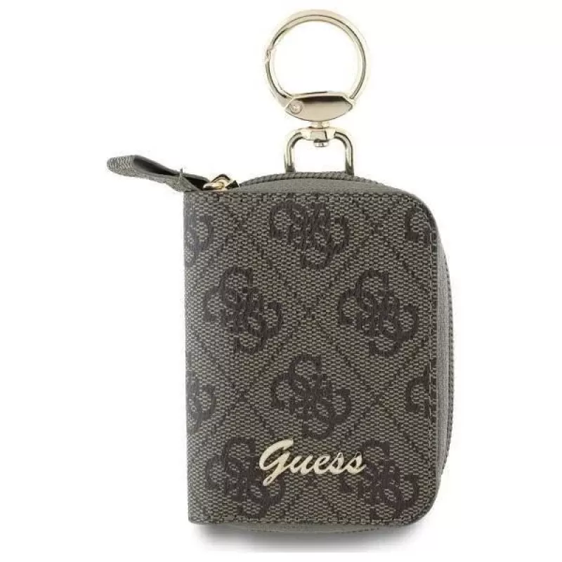 Guess kabelių dėklas GUABP4DPTW Brown 4G Triangle Eco-Leather aksesuarų organizatorius