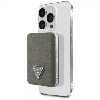 GUESS Grained Triangle Wireless Power Bank 5000mAh 15W USB-C MagSafe Brown