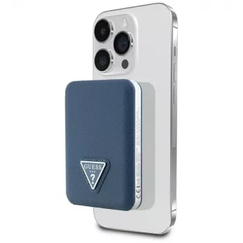 GUESS Grained Triangle Wireless Power Bank 5000mAh 15W USB-C MagSafe Blue