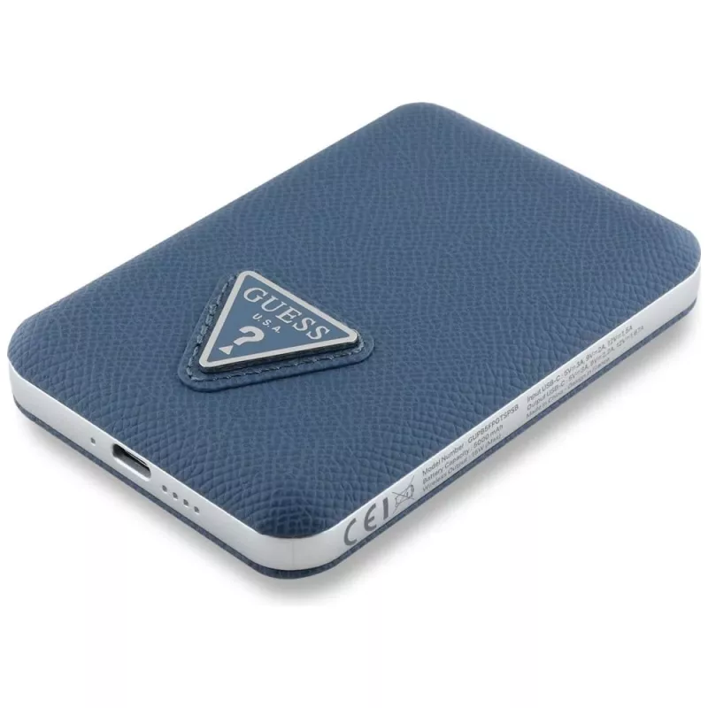 GUESS Grained Triangle Wireless Power Bank 5000mAh 15W USB-C MagSafe Blue