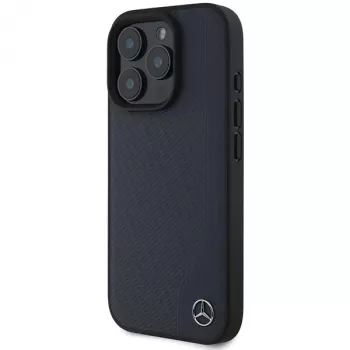 Mercedes-Benz MEHMP16X23RBGVV iPhone 16 Pro Max 6,9 inch Navy Hardcase su MB Wood Imitation Leather ir MagSafe