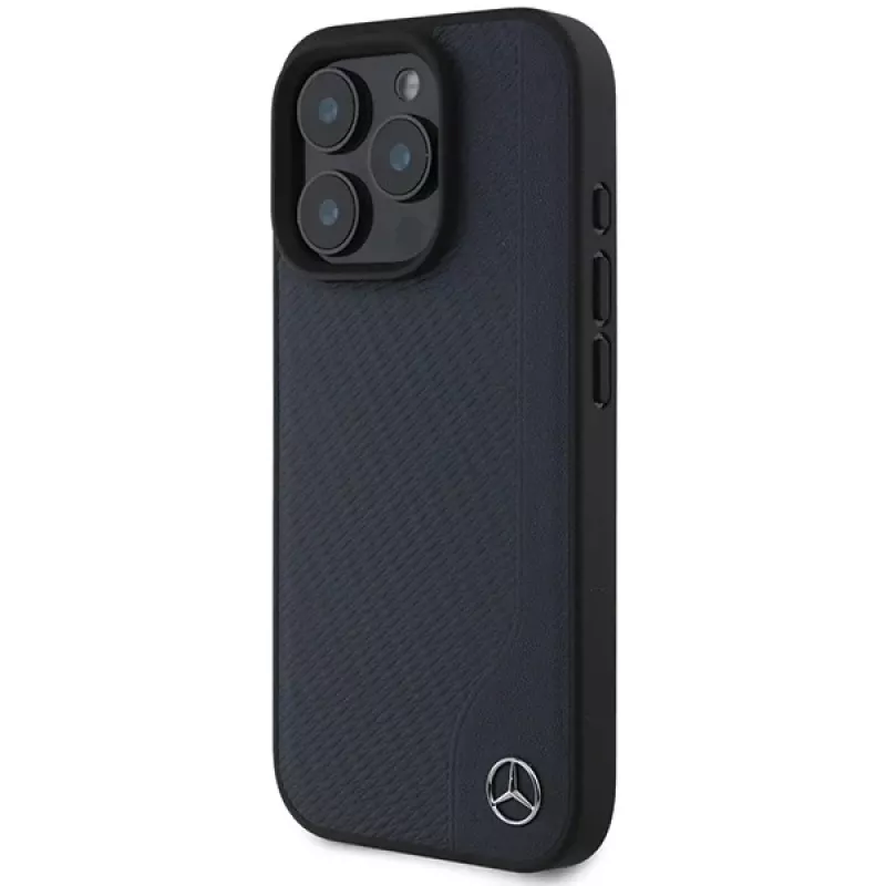 Mercedes-Benz MEHMP16X23RBGVV iPhone 16 Pro Max 6,9 inch Navy Hardcase su MB Wood Imitation Leather ir MagSafe