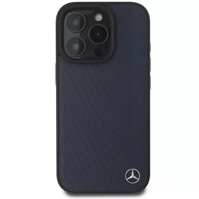 Mercedes-Benz MEHMP16X23RBGVV iPhone 16 Pro Max 6,9 inch Navy Hardcase su MB Wood Imitation Leather ir MagSafe