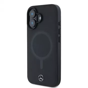 Mercedes-Benz MEHMP16S23RCMK Kietas Dėklas, skirta iPhone 16 6,1 inch, Juoda, Lygi Oda, MagSafe