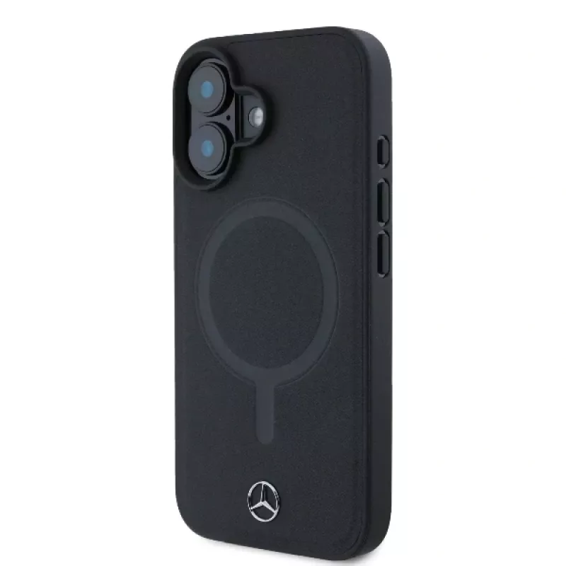 Mercedes-Benz MEHMP16S23RCMK Kietas Dėklas, skirta iPhone 16 6,1 inch, Juoda, Lygi Oda, MagSafe