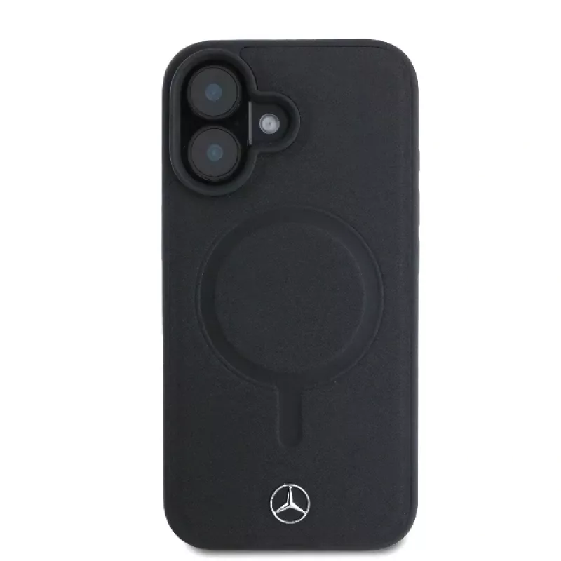 Mercedes-Benz MEHMP16S23RCMK Kietas Dėklas, skirta iPhone 16 6,1 inch, Juoda, Lygi Oda, MagSafe