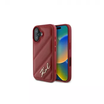 Karl Lagerfeld Quilted Signature Case, skirta iPhone 16, raudona