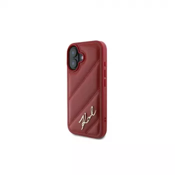 Karl Lagerfeld Quilted Signature Case, skirta iPhone 16, raudona