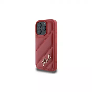 Karl Lagerfeld Quilted Signature Case, skirta Apple iPhone 16 Pro (raudona)