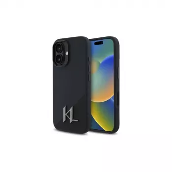 Karl Lagerfeld Shadow Metal Initial Hardcase, skirta Apple iPhone 16 6,1 colio – juoda