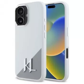 Karl Lagerfeld KLHMP16SSCMKMPCH Hardcase Silicone Case for Apple iPhone 16 6,1 inch, White, MagSafe