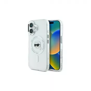 Karl Lagerfeld IML Metal Karl Head MagSafe Hard Case, iPhone 16 Plus 6,7 inch White