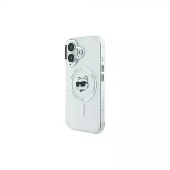 Karl Lagerfeld KLHMP16MHLSCHH Hardcase IML Metal Choupette Head MagSafe, iPhone 16 Plus 6,7, White