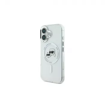 Karl Lagerfeld KLHMP16MHLSKCH iPhone 16 Plus 6.7 Hardcase IML Metal Karl & Choupette Head MagSafe White
