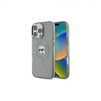 Karl Lagerfeld KLHMP16LHLSKIK Hardcase IML Metal Karl Head MagSafe, skirta Apple iPhone 16 Pro 6,3 inch juoda