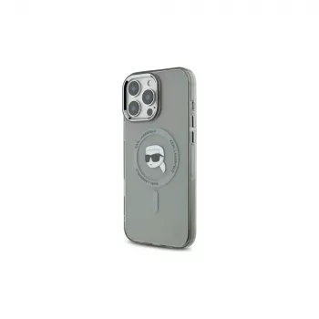 Karl Lagerfeld KLHMP16LHLSKIK Hardcase IML Metal Karl Head MagSafe, skirta Apple iPhone 16 Pro 6,3 inch juoda