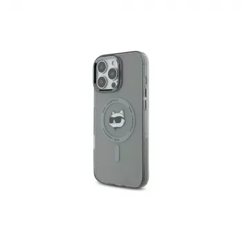Karl Lagerfeld KLHMP16XHLSCHK Kietasis dėklas, skirtas iPhone 16 Pro Max 6,9 inch juodas IML metalinė Choupette galvutė MagSafe