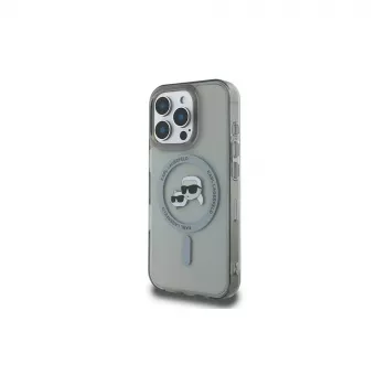 Karl Lagerfeld KLHMP16LHLSKCK iPhone 16 Pro 6,3 inch Black Hardcase IML Metal Karl & Choupette Head MagSafe