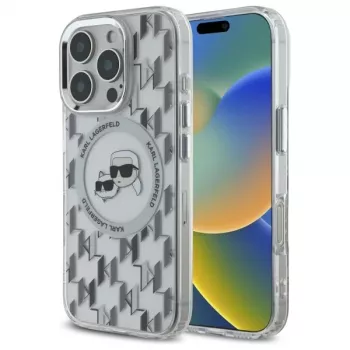 Karl Lagerfeld KLHMP16LHMCKMHT iPhone 16 Pro 6,3 colio permatomas IML monograminis Karl & Choupette Head dėklas su MagSafe