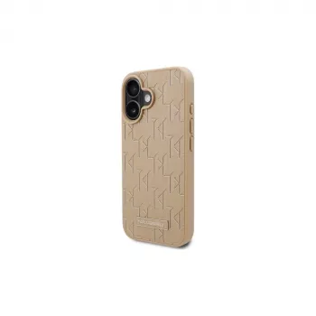 Karl Lagerfeld KLHMP16SPKHPORPE kietasis dėklas, skirtas iPhone 16 6,1 colio, smėlio spalvos, karšto štampavimo, MagSafe