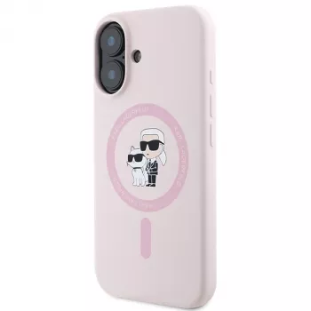 Karl Lagerfeld KLHMP16SSCMKCRHP Hardcase Silicone MagSafe Case, skirta Apple iPhone 16 6,1 colio, rožinė, Karl & Choupette