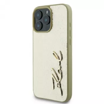 Karl Lagerfeld Metal Signature Hardcase, skirta iPhone 16 Pro 6,3 inch, auksinė