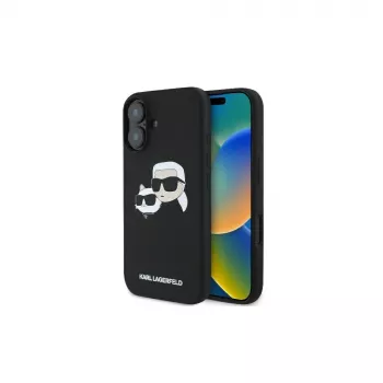 Karl Lagerfeld KLHMP16SSKCHPPLK iPhone 16 6.1 Black Hardcase Silicone Double Heads Print MagSafe