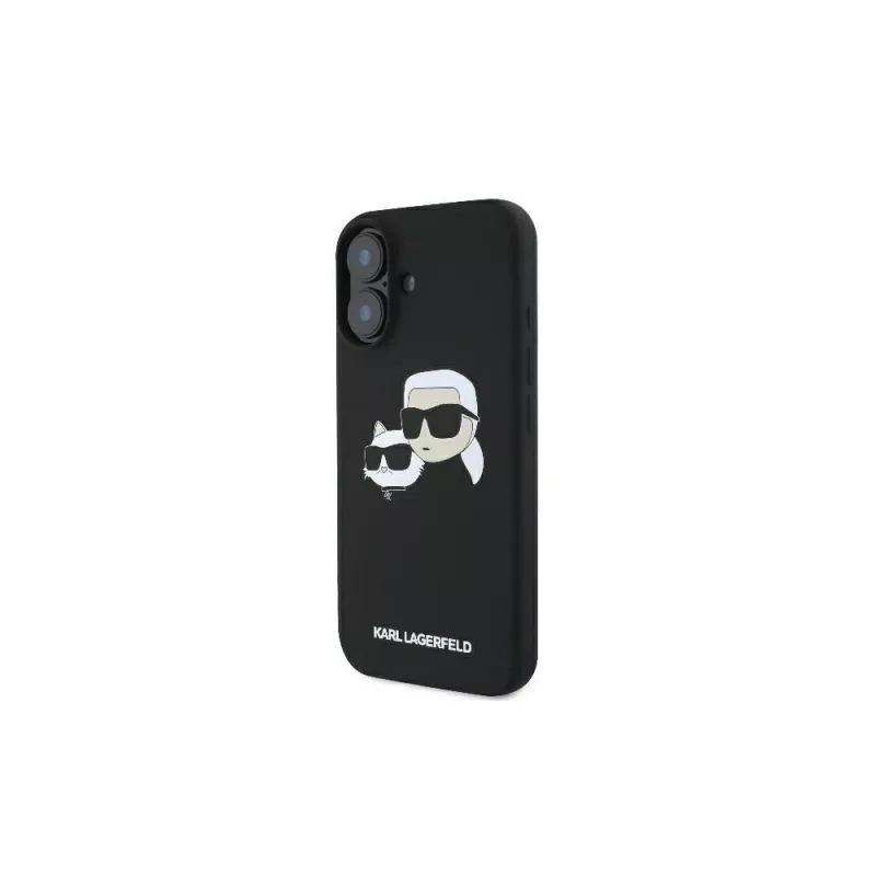 Karl Lagerfeld KLHMP16SSKCHPPLK iPhone 16 6.1 Black Hardcase Silicone Double Heads Print MagSafe