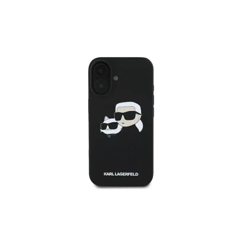 Karl Lagerfeld KLHMP16SSKCHPPLK iPhone 16 6.1 Black Hardcase Silicone Double Heads Print MagSafe