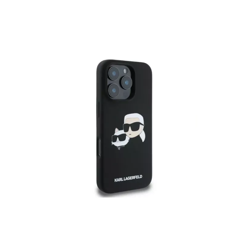 Karl Lagerfeld KLHMP16XSKCHPPLK iPhone 16 Pro Max 6.9 Black Hardcase Silicone Double Heads Print MagSafe