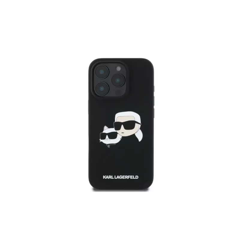 Karl Lagerfeld KLHMP16XSKCHPPLK iPhone 16 Pro Max 6.9 Black Hardcase Silicone Double Heads Print MagSafe