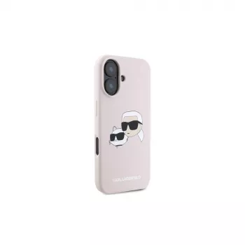 Karl Lagerfeld KLHMP16SSKCHPPLP iPhone 16 6,1 inch Pink Silicone Hardcase with Double Heads Print and MagSafe