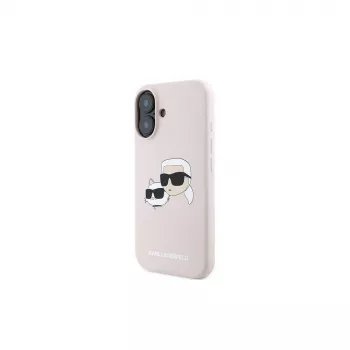 Karl Lagerfeld KLHMP16MSKCHPPLP „iPhone 16 Plus“ 6,7 inch rožinis silikoninis kietas dėklas su Double Heads Print raštu ir MagSafe