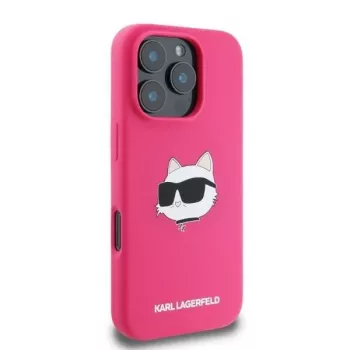 Karl Lagerfeld KLHMP16XSCHPPLF iPhone 16 Pro Max 6,9 col. Fuchsia kietasis silikoninis dėklas su Choupette galvos atspaudu ir MagSafe