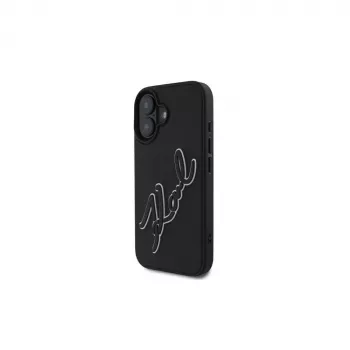 Karl Lagerfeld 3D Rubber Bicolor Signature Case, skirta iPhone 16 (juoda)