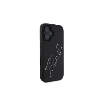 Karl Lagerfeld 3D Rubber Bicolor Signature Case, skirta iPhone 16 (juoda)