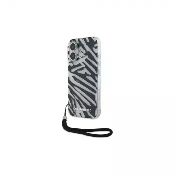 Karl Lagerfeld IML Zebra Pattern & Cord Back Cover, skirta Apple iPhone 16 – juoda