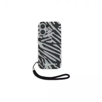 Karl Lagerfeld IML Zebra Pattern & Cord Back Cover, skirta Apple iPhone 16 – juoda