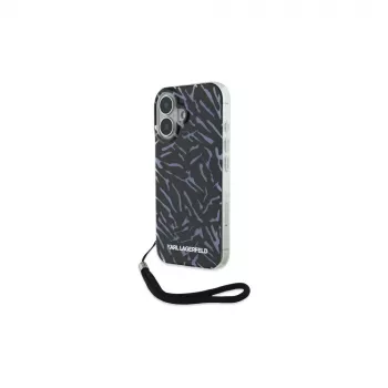 Karl Lagerfeld Zebra With Cord Case, skirta Apple iPhone 16 – violetinė
