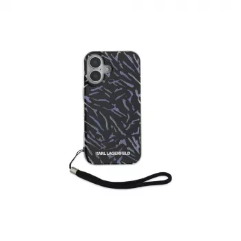 Karl Lagerfeld Zebra With Cord Case, skirta Apple iPhone 16 – violetinė
