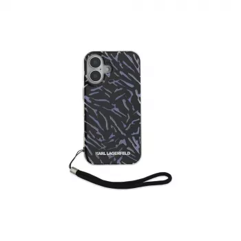 Karl Lagerfeld Zebra With Cord Case, skirtas iPhone 16 Plus (violetinė)