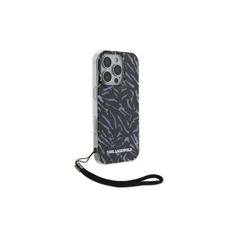 Karl Lagerfeld Zebra With Cord Case, skirta iPhone 16 Pro, violetinė