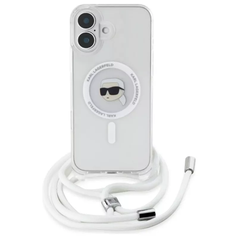 Karl Lagerfeld KLHMP16SHCKHNT iPhone 16 Hardcase Transparent Crossbody IML Karl Head Magsafe