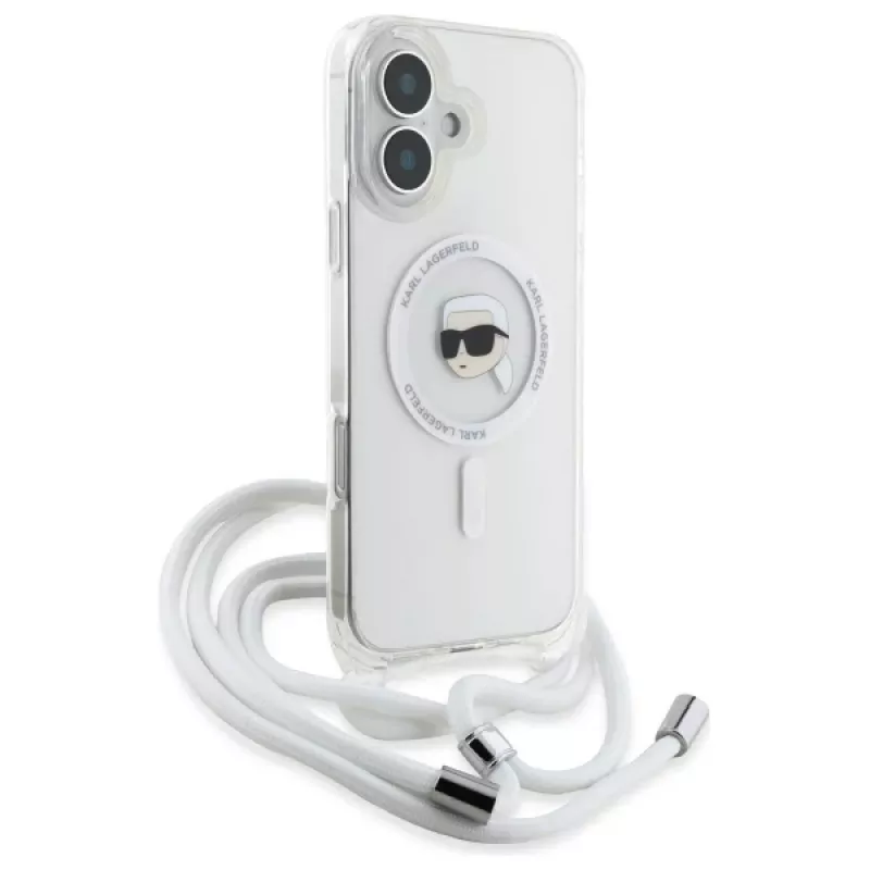 Karl Lagerfeld KLHMP16SHCKHNT iPhone 16 Hardcase Transparent Crossbody IML Karl Head Magsafe