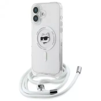 Karl Lagerfeld KLHMP16SHCCHNT iPhone 16 6,1 inch Hardcase Transparent IML Choupette Head & Cord Magsafe