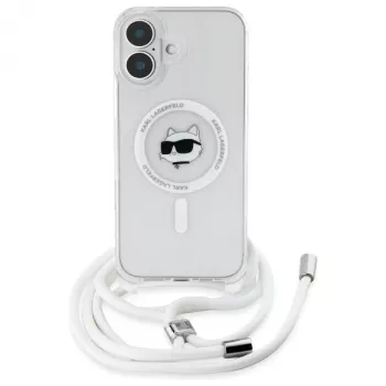 Karl Lagerfeld KLHMP16SHCCHNT iPhone 16 6,1 inch Hardcase Transparent IML Choupette Head & Cord Magsafe