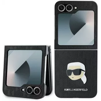 Karl Lagerfeld KLHCZF6PGKSKIHK Saffiano Monogram Hard Case, Samsung Galaxy Z Flip 6 / Z Flip 7 FE, Juoda
