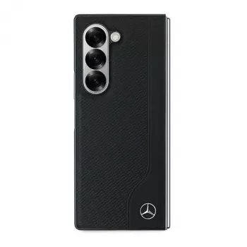 Mercedes-Benz MEHMZFD623RBGVK Odinė medžio imitacijos „MagSafe“ nugarėlė, skirta „Samsung Galaxy Z Fold6“, juoda