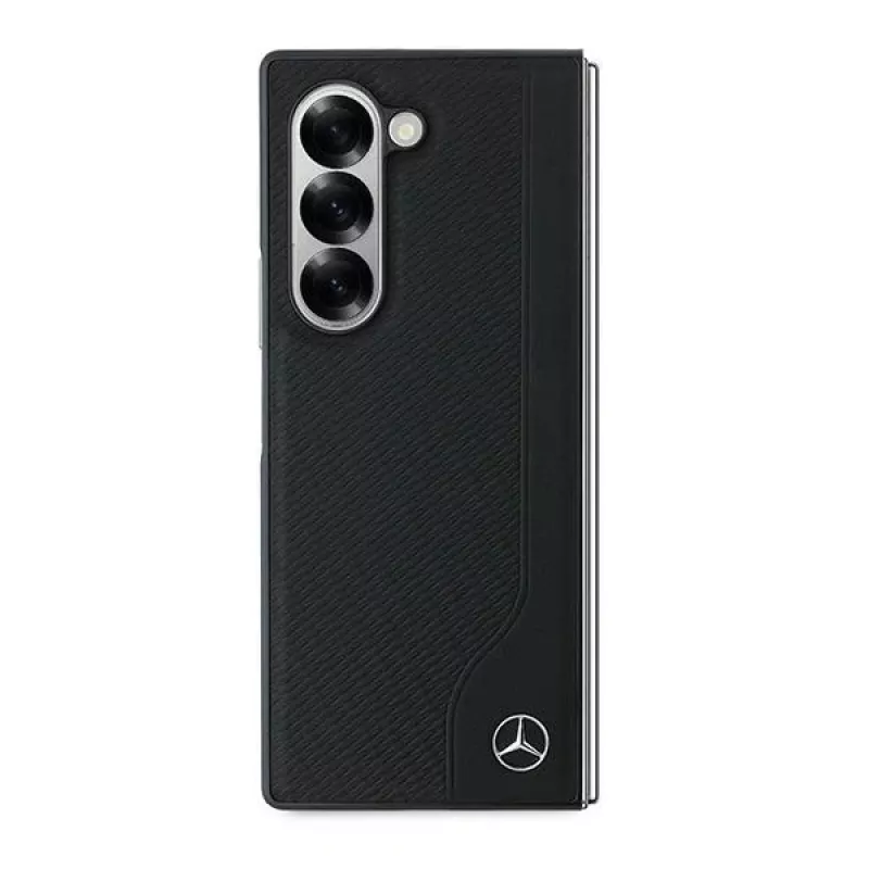 Mercedes-Benz MEHMZFD623RBGVK Odinė medžio imitacijos „MagSafe“ nugarėlė, skirta „Samsung Galaxy Z Fold6“, juoda