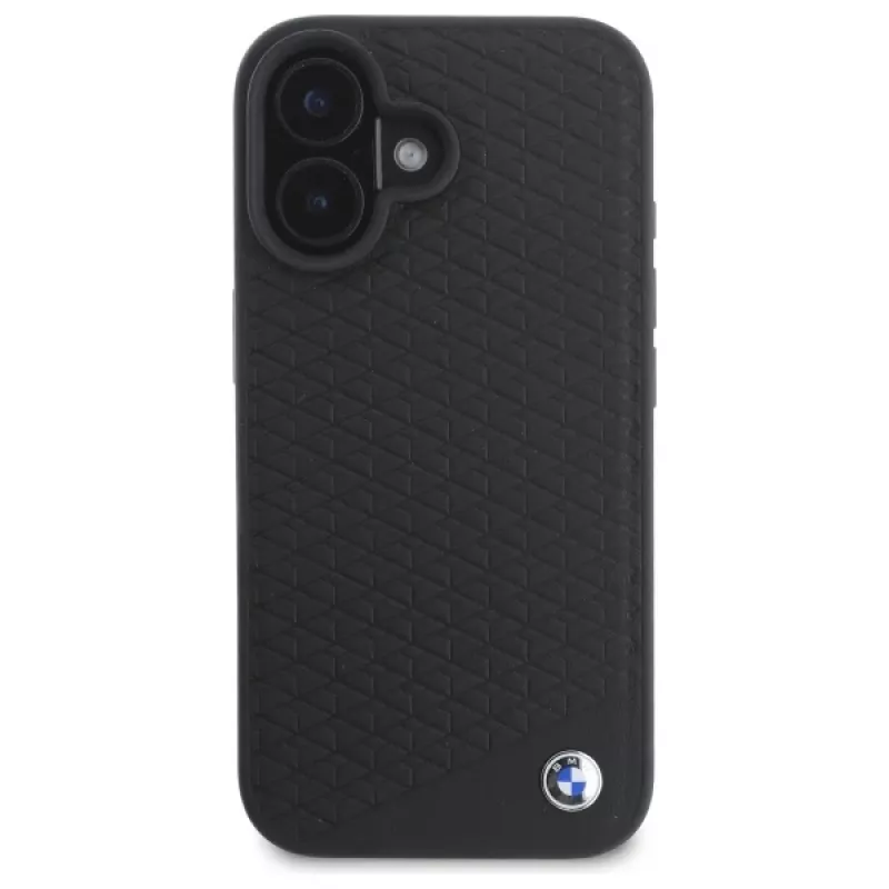 BMW BMHMP16S23RDDK iPhone 16 6,1 inch Black Hardcase Sign Leather Diamond Metal Logo MagSafe